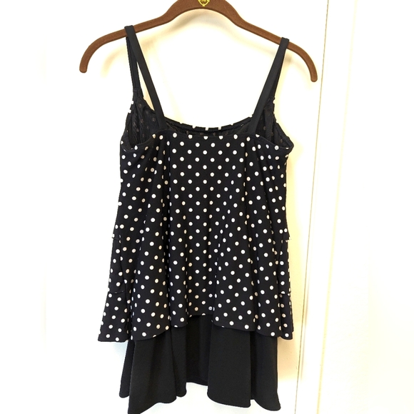 St Johns Bay Polka Dot One Piece Swimsuit 🖤 Black & White US Women's 10 - Picture 2 of 5